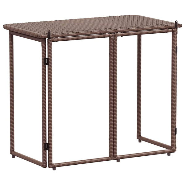 Klappbarer Gartentisch Braun Poly Rattan 90x51cm