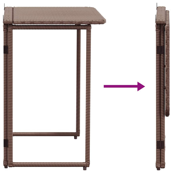 Klappbarer Gartentisch Braun Poly Rattan 90x51cm