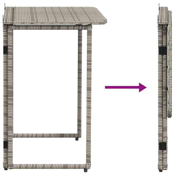 Klappbarer Gartentisch Grau 90x51 cm Poly Rattan