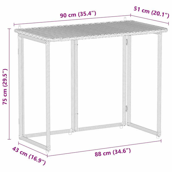 Klappbarer Gartentisch Grau 90x51 cm Poly Rattan