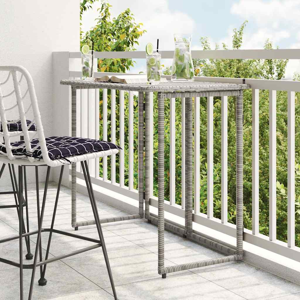 Klappbarer Gartentisch Grau 90x51 cm Poly Rattan