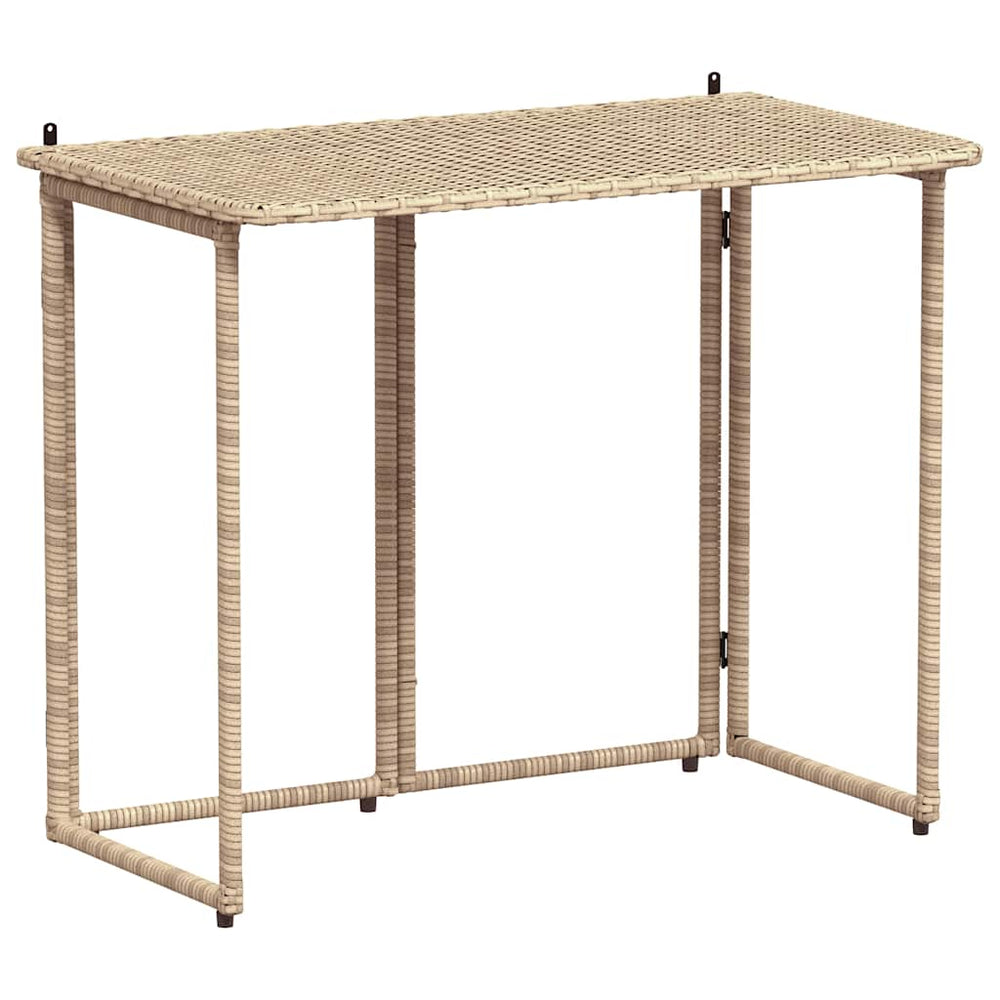 Klappbarer Gartentisch Beige Poly Rattan 90x51 cm