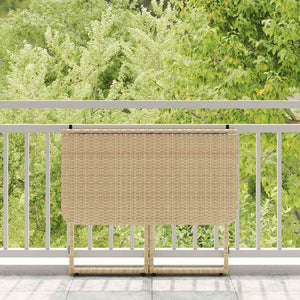 Klappbarer Gartentisch Beige Poly Rattan 90x51 cm