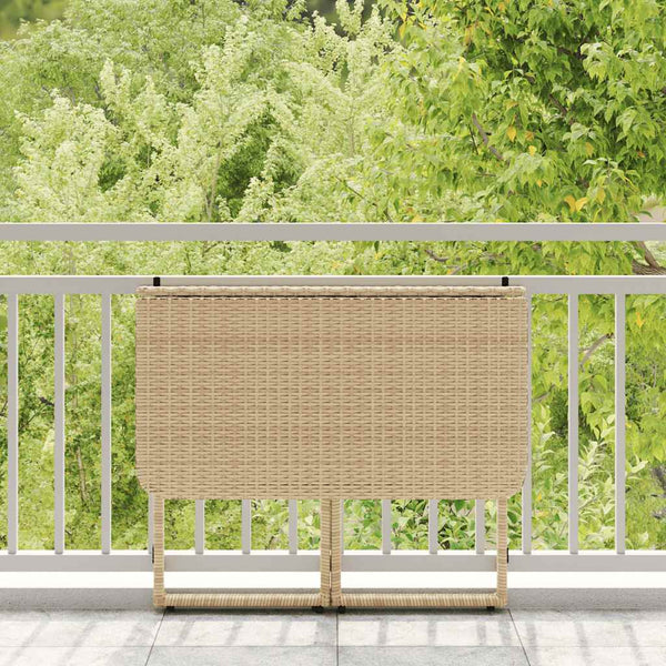 Klappbarer Gartentisch Beige Poly Rattan 90x51 cm