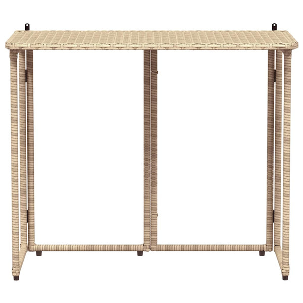 Klappbarer Gartentisch Beige Poly Rattan 90x51 cm