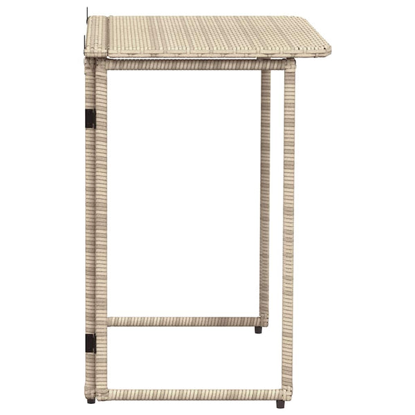 Klappbarer Gartentisch Beige Poly Rattan 90x51 cm