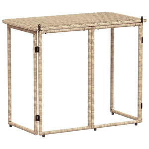 Klappbarer Gartentisch Beige Poly Rattan 90x51 cm