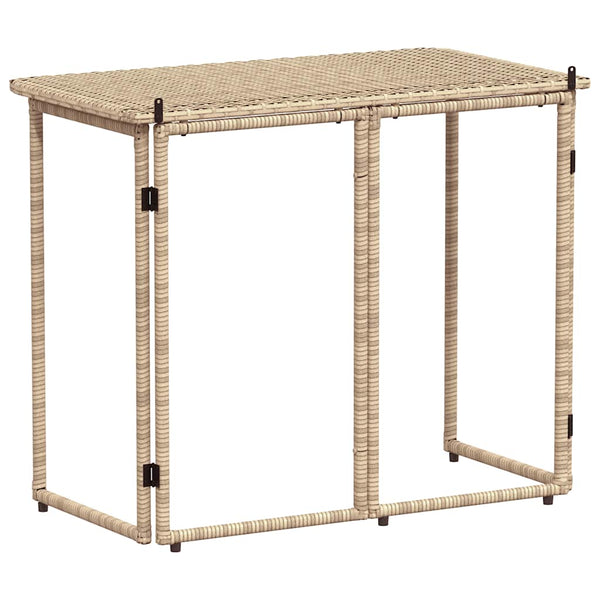 Klappbarer Gartentisch Beige Poly Rattan 90x51 cm