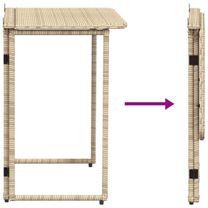 Klappbarer Gartentisch Beige Poly Rattan 90x51 cm