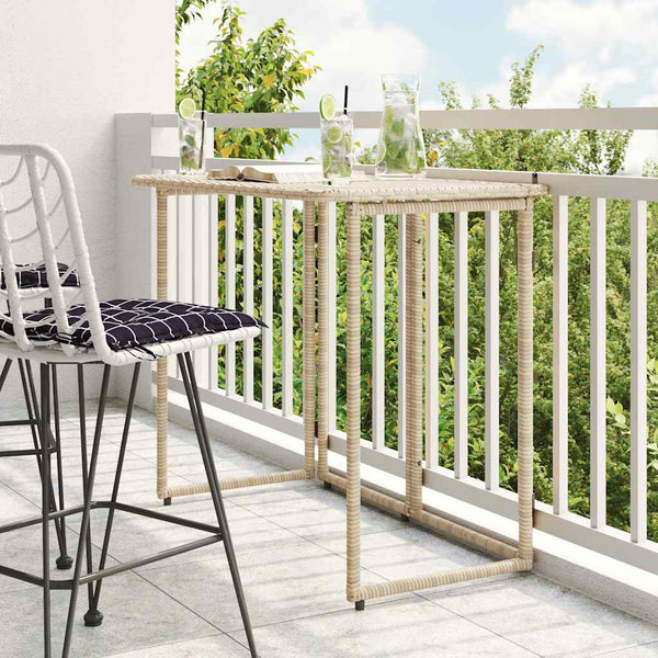 Klappbarer Gartentisch Beige Poly Rattan 90x51 cm