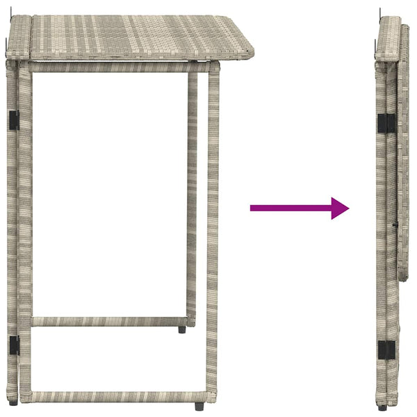 Klappbarer Gartentisch Hellgrau Poly Rattan