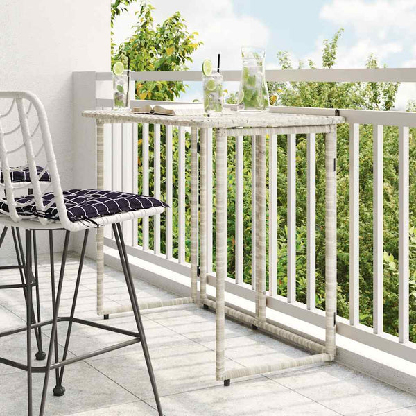 Klappbarer Gartentisch Hellgrau Poly Rattan