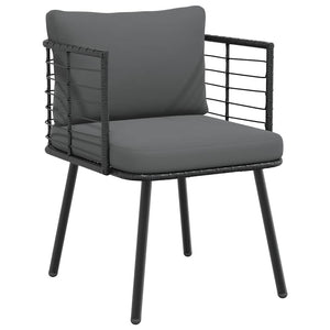Schwarzer Gartensessel mit Kissen Poly Rattan