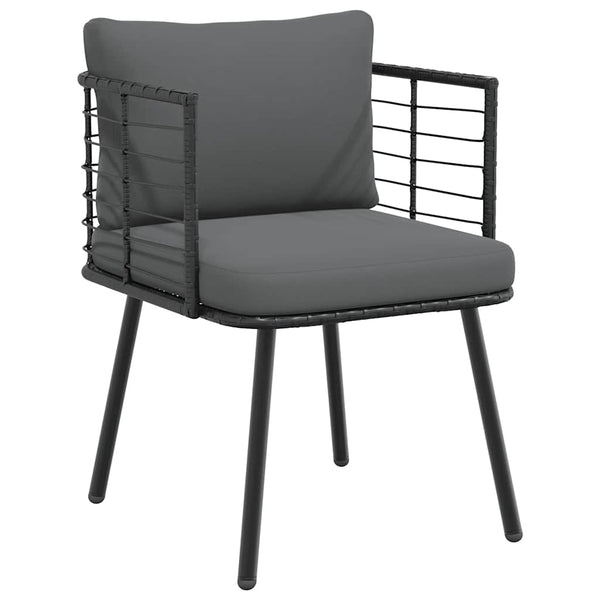 Schwarzer Gartensessel mit Kissen Poly Rattan