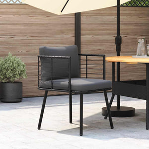 Schwarzer Gartensessel mit Kissen Poly Rattan