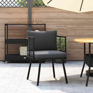 Schwarzer Gartensessel mit Kissen Poly Rattan