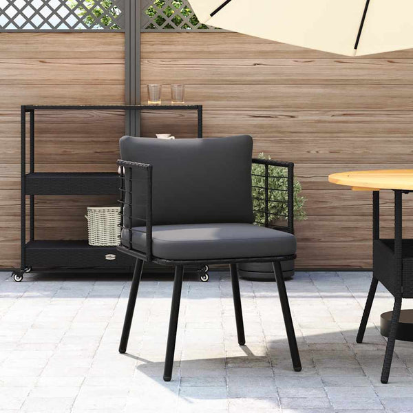 Schwarzer Gartensessel mit Kissen Poly Rattan
