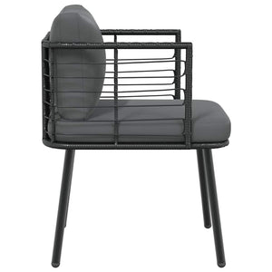 Schwarzer Gartensessel mit Kissen Poly Rattan