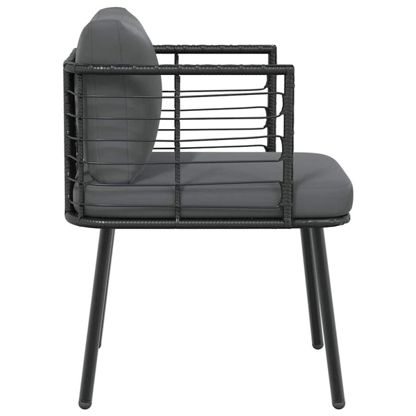 Schwarzer Gartensessel mit Kissen Poly Rattan