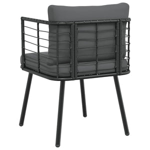 Schwarzer Gartensessel mit Kissen Poly Rattan