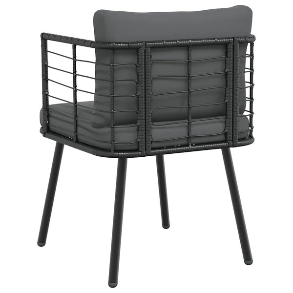 Schwarzer Gartensessel mit Kissen Poly Rattan