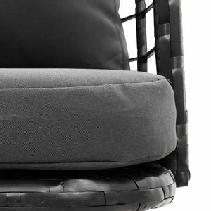 Schwarzer Gartensessel mit Kissen Poly Rattan