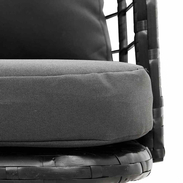 Schwarzer Gartensessel mit Kissen Poly Rattan
