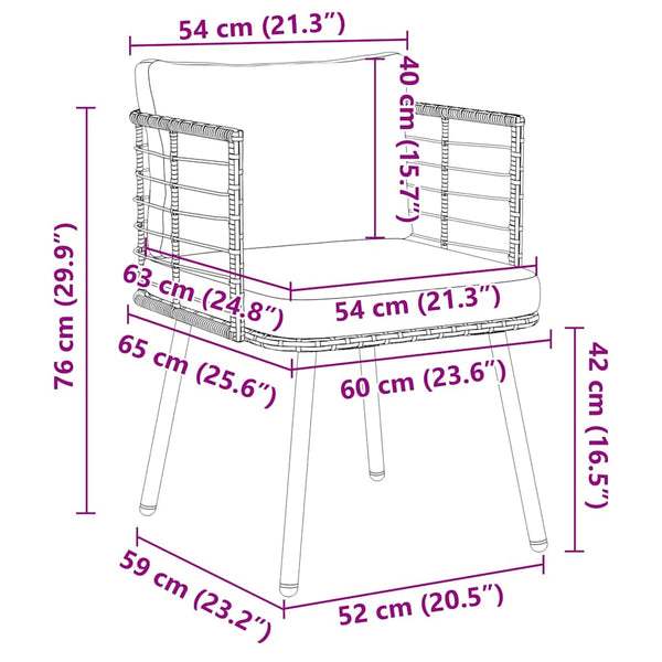 Gartenstuhl Poly Rattan mit Kissen