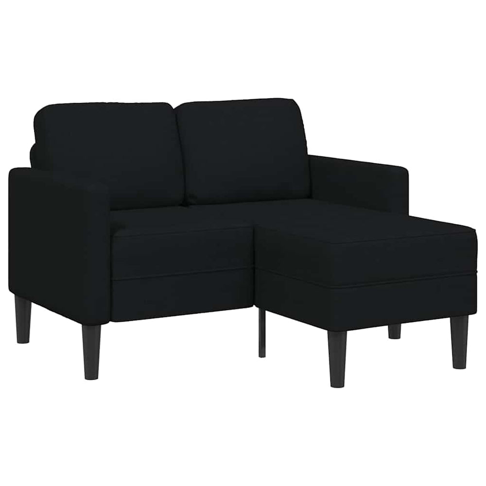 Schwarzes 2-Sitzer L-Sofa mit Chaiselongue