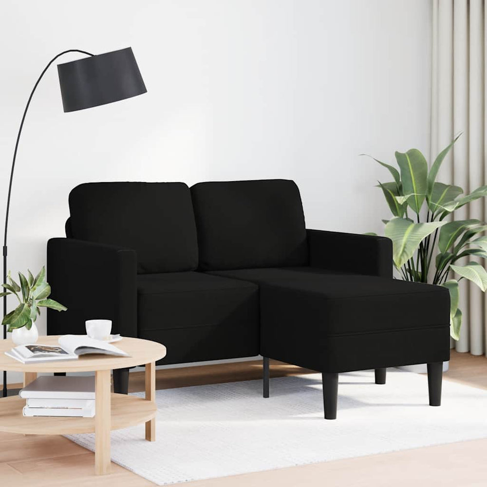 Schwarzes 2-Sitzer L-Sofa mit Chaiselongue