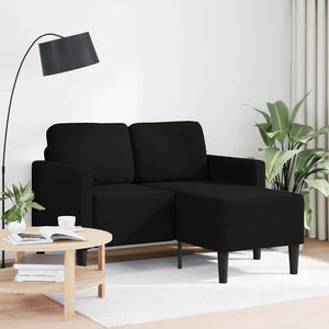 Schwarzes 2-Sitzer L-Sofa mit Chaiselongue
