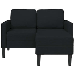 Schwarzes 2-Sitzer L-Sofa mit Chaiselongue