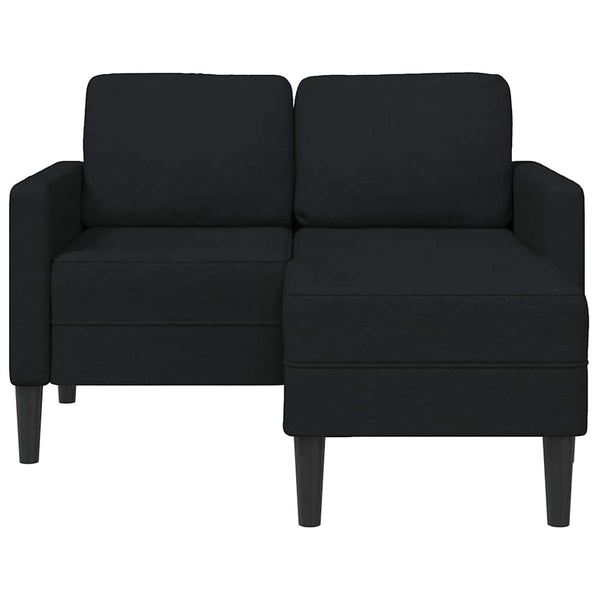 Schwarzes 2-Sitzer L-Sofa mit Chaiselongue