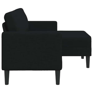 Schwarzes 2-Sitzer L-Sofa mit Chaiselongue