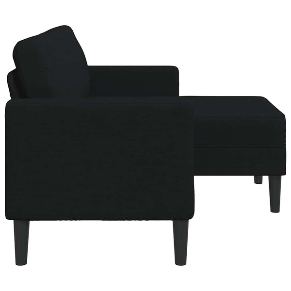 Schwarzes 2-Sitzer L-Sofa mit Chaiselongue