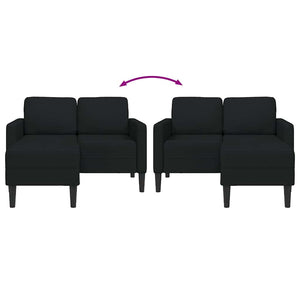 Schwarzes 2-Sitzer L-Sofa mit Chaiselongue