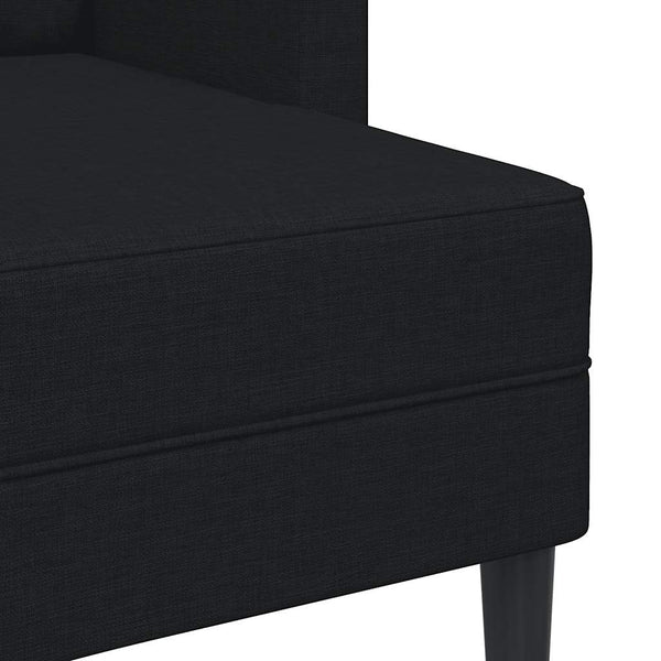 Schwarzes 2-Sitzer L-Sofa mit Chaiselongue