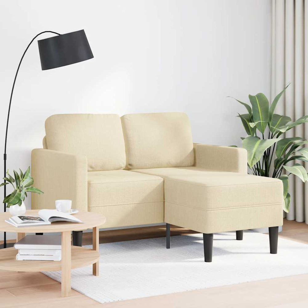2-Sitzer L-Sofa mit Chaiselongue Creme