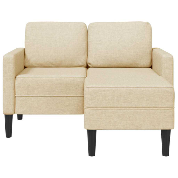 2-Sitzer L-Sofa mit Chaiselongue Creme
