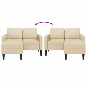 2-Sitzer L-Sofa mit Chaiselongue Creme
