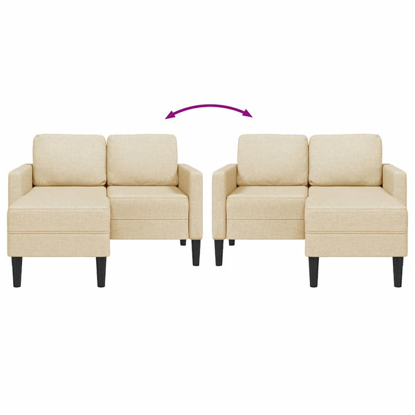 2-Sitzer L-Sofa mit Chaiselongue Creme