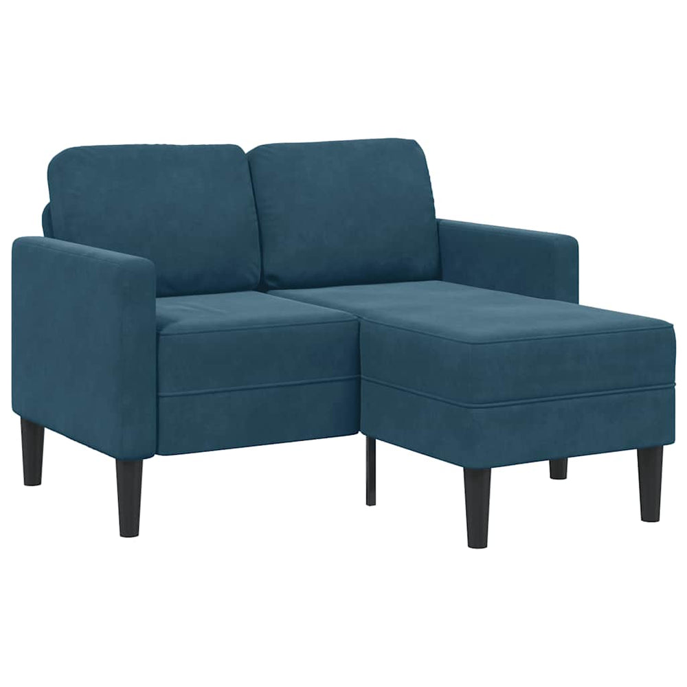 2-Sitzer L-Sofa mit Chaiselongue Blau Samt