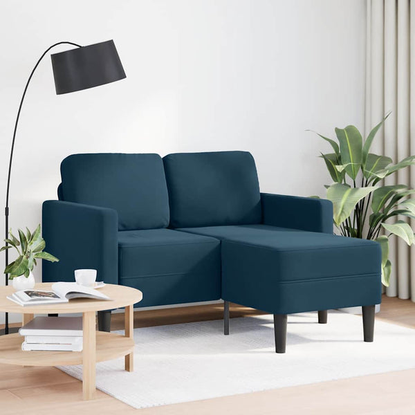 2-Sitzer L-Sofa mit Chaiselongue Blau Samt