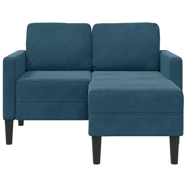 2-Sitzer L-Sofa mit Chaiselongue Blau Samt