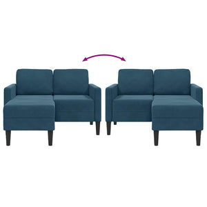 2-Sitzer L-Sofa mit Chaiselongue Blau Samt