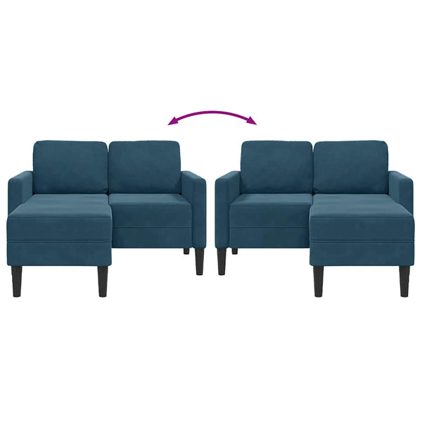 2-Sitzer L-Sofa mit Chaiselongue Blau Samt