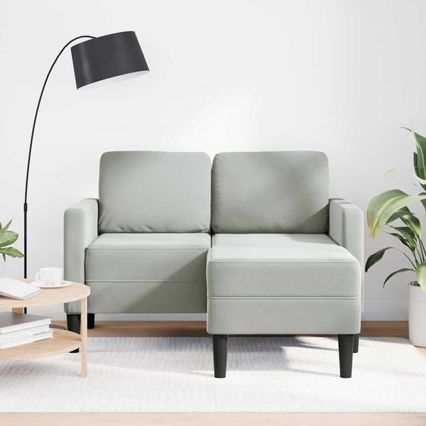 vidaXL 2-Seater L-Shaped Sofa with Chaise Lounge Light Grey 125 cm Velvet