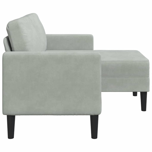 vidaXL 2-Seater L-Shaped Sofa with Chaise Lounge Light Grey 125 cm Velvet