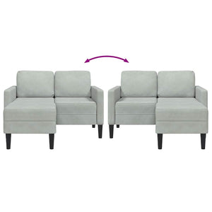 vidaXL 2-Seater L-Shaped Sofa with Chaise Lounge Light Grey 125 cm Velvet