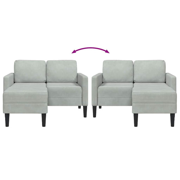 vidaXL 2-Seater L-Shaped Sofa with Chaise Lounge Light Grey 125 cm Velvet